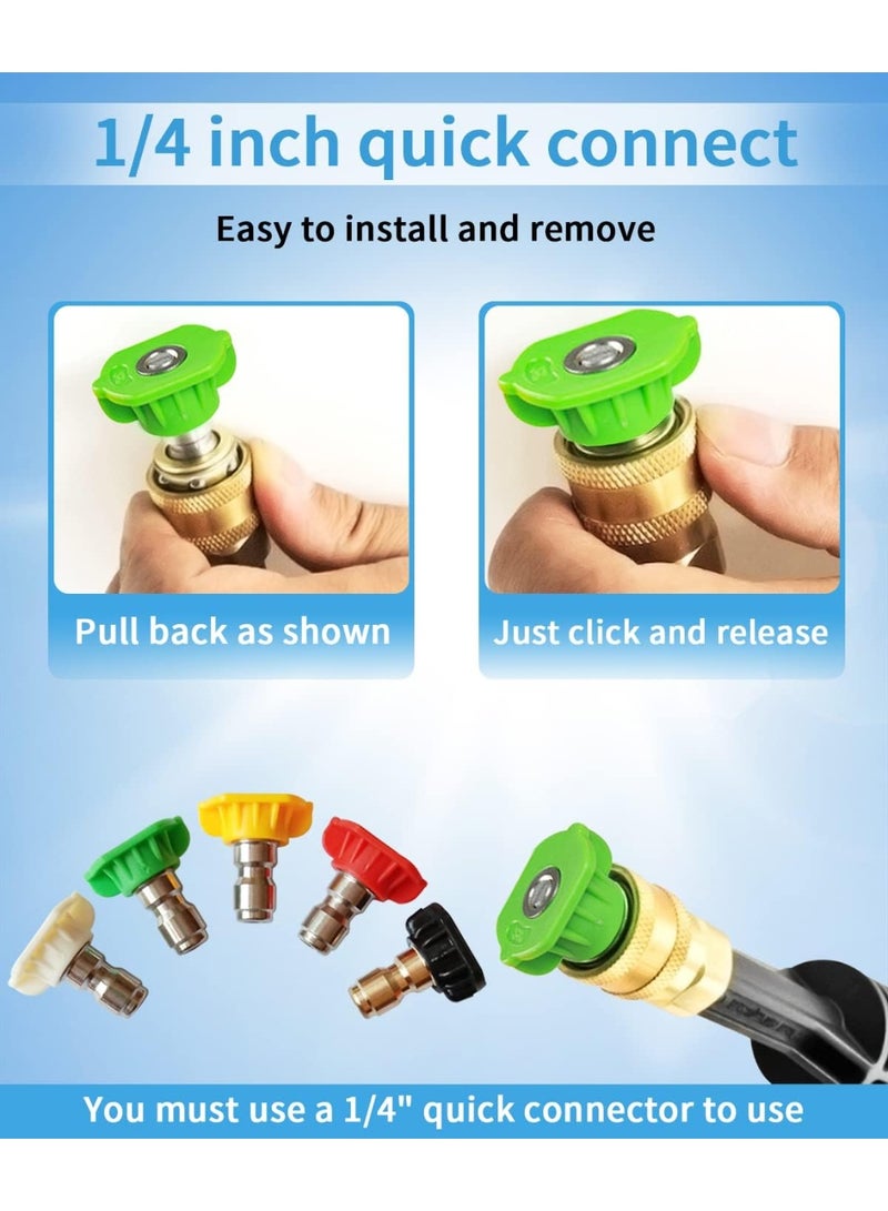 Pressure Washer Tips, Universal Pressure Washer Nozzle Tips (5 Pack), Power Washer Nozzle Tips for 1/4'' Quick Connect, 4500 PSI Multiple Degrees Pressure Washer Spray Nozzle (0、15、25、40、65) 3.0 GPM - Image 3